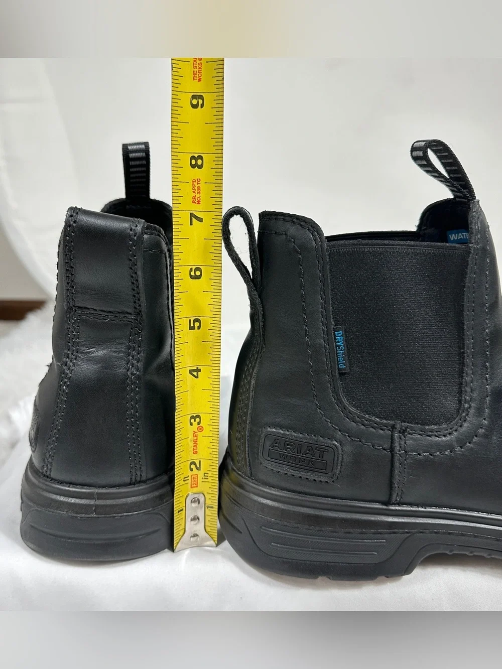 Ariat Work Turbo Men 10.5 EE Black Leather Waterproof Slip On Chelsea Work Boots